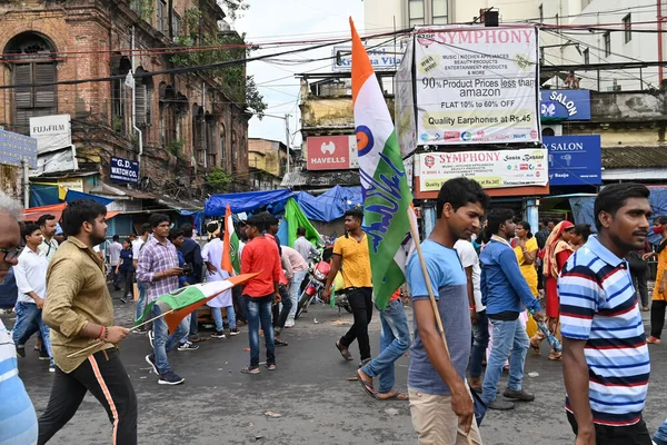 Kolkata, West Bengal, India - 21st July 2022 : All India Trinamool Congress Party, AITC or TMC, at Ekushe July, Shadid Dibas, Martyrs day rally. Party supporters gathering at Esplanade, Dharmatala.