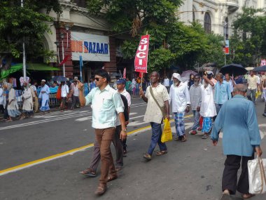 Kolkata, West Bengal, India - 5th August 2019 : Political rally by Socialist Unity Centre of India, Communist on the street of Kolkata. Against the ruling party, All India Trinamool Congress.