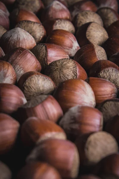 Hazelnuts. Food background, photo wallpaper.