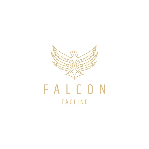 Premium Falcon Linje Konst Med Guld Färg Stil Logotyp Design Vektorgrafik