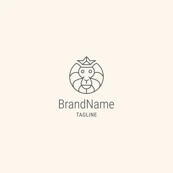 Logotipo Macaco Cabeça Com Modelo Logotipo Estilo Plano — Vetor de Stock