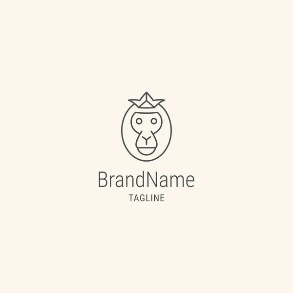 Logotipo Macaco Cabeça Com Modelo Logotipo Estilo Plano — Vetor de Stock