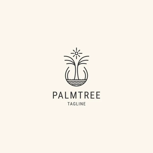 Plantilla Logotipo Línea Palmera — Vector de stock