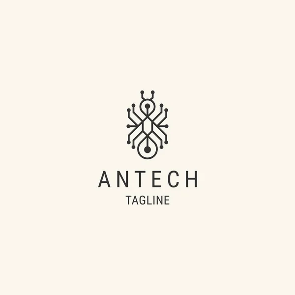 Karınca teknolojisi çizgisi sanat logosu şablonu