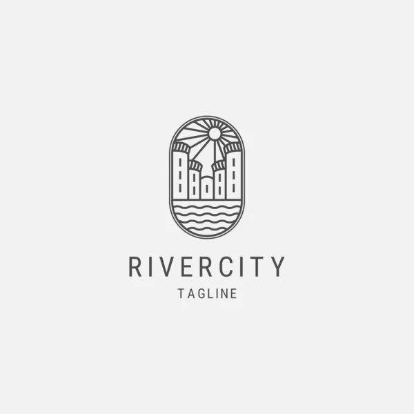 Rio Cidade Linha Logotipo Deign Template — Vetor de Stock