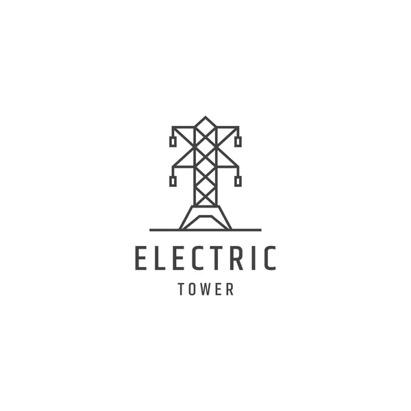 Linea Torre Elettrica Vettore Logo Minimalista — Vettoriale Stock