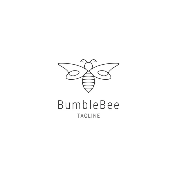 Bumblebee Linea Arte Logo Modello Design — Vettoriale Stock