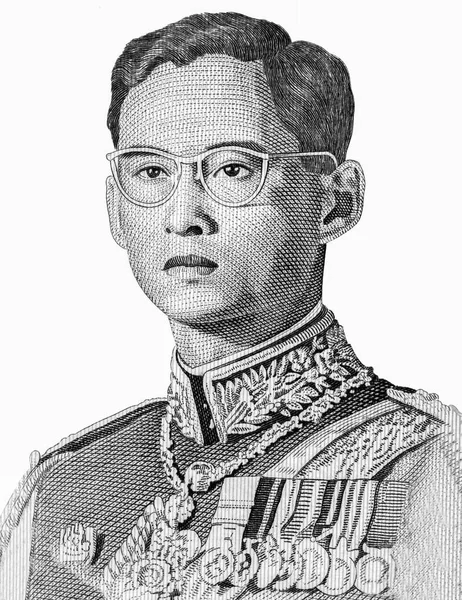Rei Bhumibol Adulyadej Grande Rei Rama Retrato Tailândia 100 Baht — Fotografia de Stock