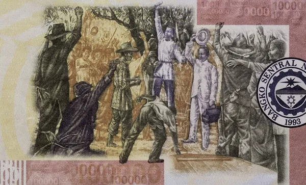 Unabhängigkeitserklärung Porträt Von Den Philippinen 100000 Piso 1998 Banknoet — Stockfoto