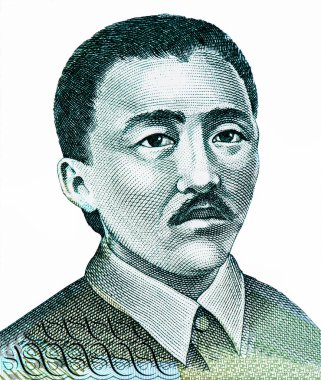Qasm Tnstanov (1901-1938). Portrait from Kyrgyzstan 10 Som 1997 Banknotes. 