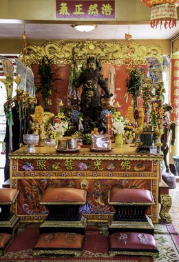 Yüce Guan Yu Tanrı. Baba Başarı Tapınağı. Jay Rong Tai Ek Tua, Ban Phaeo, Samut Sakhon. Tayland 5, Nisan 2022