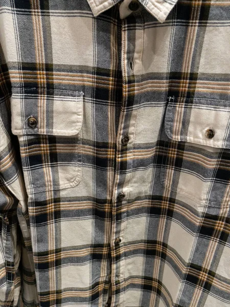 White Black Checkered Shirt Buttons Front Pockets — Φωτογραφία Αρχείου