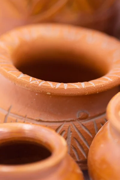 Macro Image Hand Made Earthen Pots Forming Abstract Pattern — Stockfoto