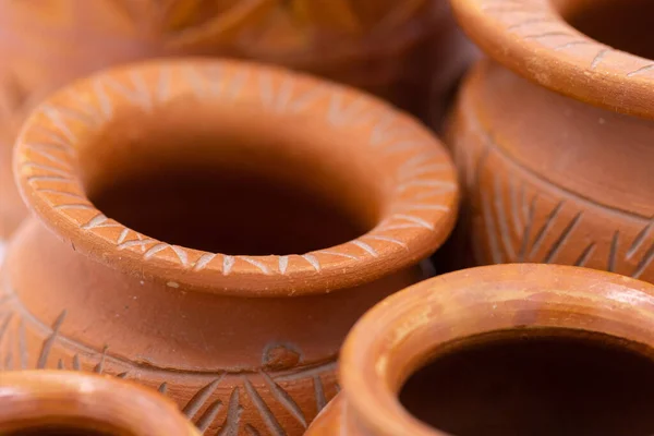 Macro Image Hand Made Earthen Pots Forming Abstract Pattern — Stockfoto