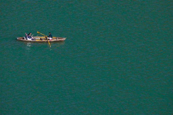 Selective Focus Ariel View People Boating Naini Lake Nainital Uttarakhand — стоковое фото