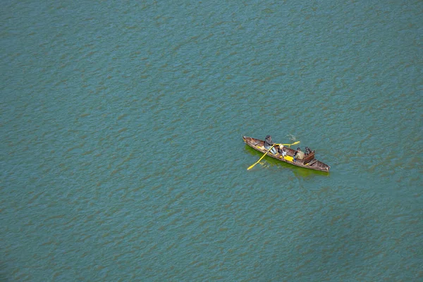 Selective Focus Ariel View People Boating Naini Lake Nainital Uttarakhand — стоковое фото