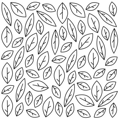 Yapraklı vektörsüz desen. Elle çizilmiş karalama çizimi.