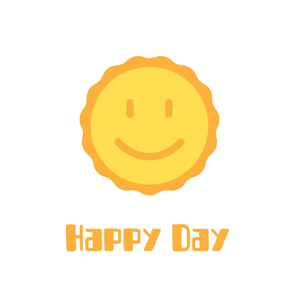 Happy Day Vector Illustration Cute Yellow Smiley Face — Vector de stock