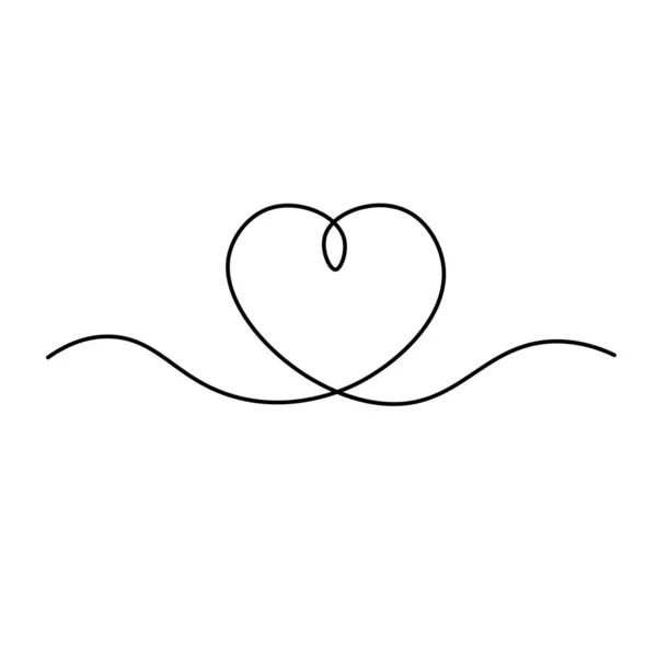 Continuous Line Drawing Heart Love Symbol Vector Illustration — Stock Vector