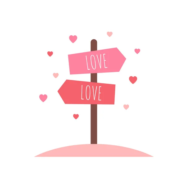 Σήμανση Βέλη Και Κείμενο Μήνυμα Αγάπης Καρδιά Λευκό Φόντο — Διανυσματικό Αρχείο