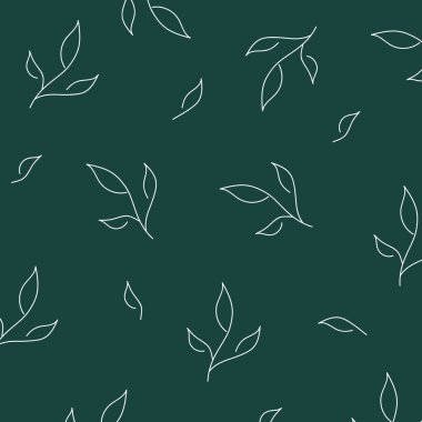 Elle çizilmiş yapraklı kusursuz vektör deseni.