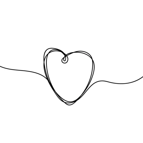 Continuous Line Drawing Heart — Stock Vector