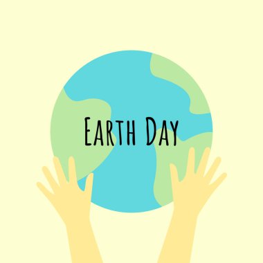 Dünya günü, dünyayı tutan eller. vektör illüstrasyonu