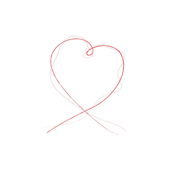 Coeur Avec Ruban Rouge Sur Fond Blanc — Image vectorielle