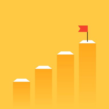 Simge tasarımı ile kırmızı bayrak iş konsepti, vektör illüstrasyonu 10 eps grafik.