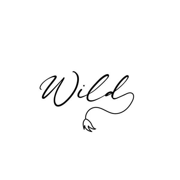 Wild Word Hand Drawn Lettering Vector Illustration — Image vectorielle