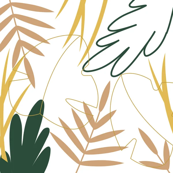 Тропічні Листя Векторні Ілюстрації Фону Банера — стоковий вектор