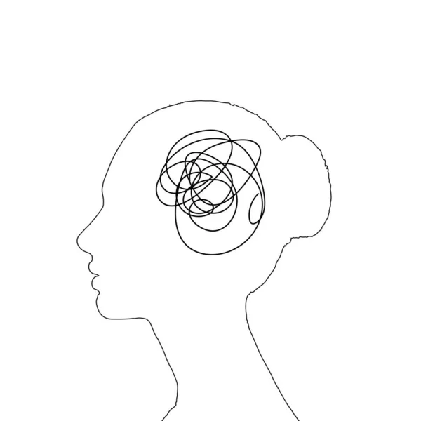 Ανθρώπινο Κεφάλι Εικονογράφηση Γραμμή Τέχνης — Διανυσματικό Αρχείο