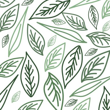 Yeşil yaprakların vektör çizimi. Tekstil ve duvar kağıtları için kusursuz desen