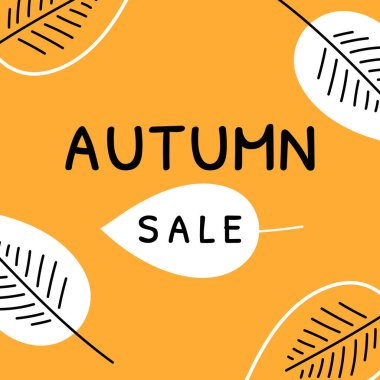 Yaprak ve yapraklı sonbahar indirimi afişi. vektör illüstrasyonu