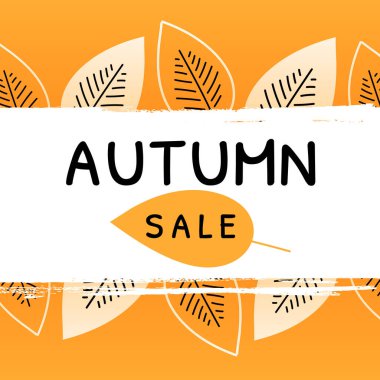 Geriye kalan vektör illüstrasyonlu sonbahar indirimi afişi