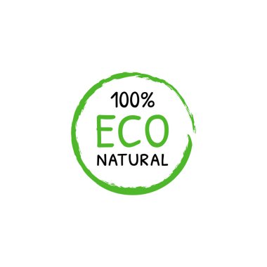 Çevre yiyecekleri organik doğal yeşil vegan etiket vektör çizimi tasarımı