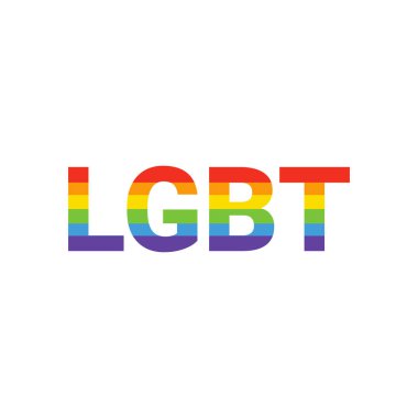 LGBT Onur Tipografi Vektörü. LGBTQ Gökkuşağı Bayrak Renkleri ile Gurur Metni. Gurur Ayı için Yaratıcı Retro Metin Harfleri