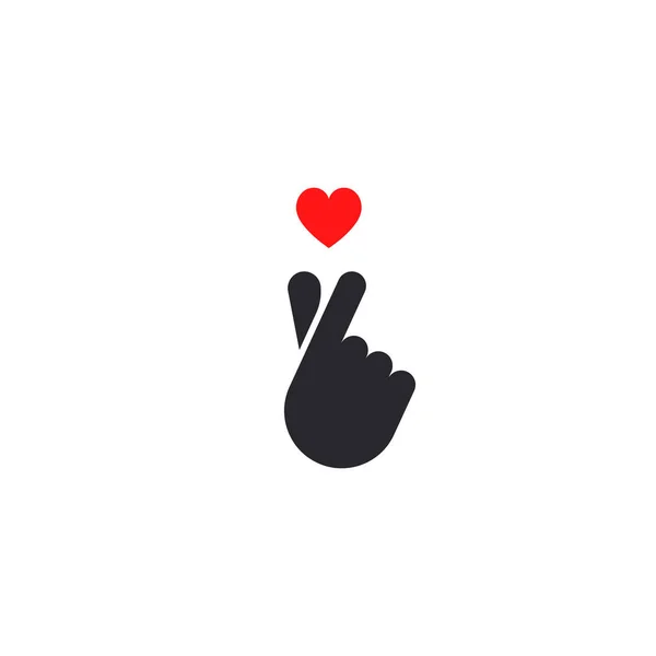 Kore Parmak Kalbi Seni Seviyorum Hangul Logo Vektörü Çizimi Kore — Stok Vektör