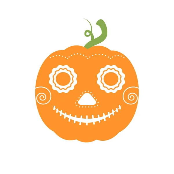 Halloween Pumpa Med Skalle Vektor Illustration Design — Stock vektor