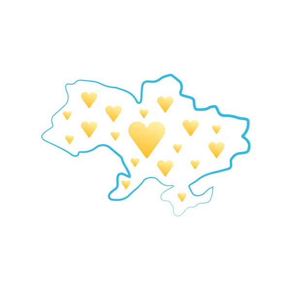 Carte Ukraine Avec Des Cœurs Vecteur Illustration Arrière Plan — Image vectorielle