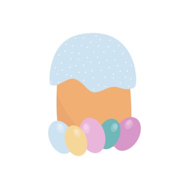 Yumurtalı Paskalya pastası ve krema vektör çizimi