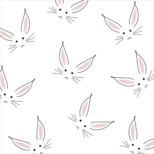 Vektor Nahtlose Muster Mit Niedlichen Kaninchen Hase Hase Und Ohren — Stockvektor