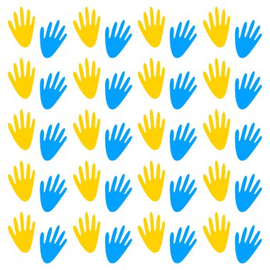 Ukrayna renginde renkli eller kümesinin vektör çizimi