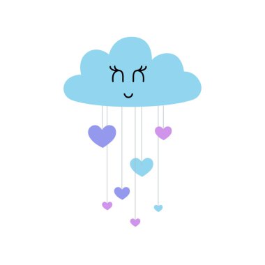 Bulut ve kalp şekli vektör çizimi olan sevimli bulutlar