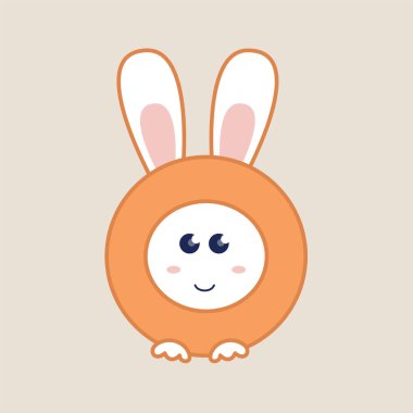 Kulaklı sevimli tavşan ve tavşan vektör çizimi tasarımı