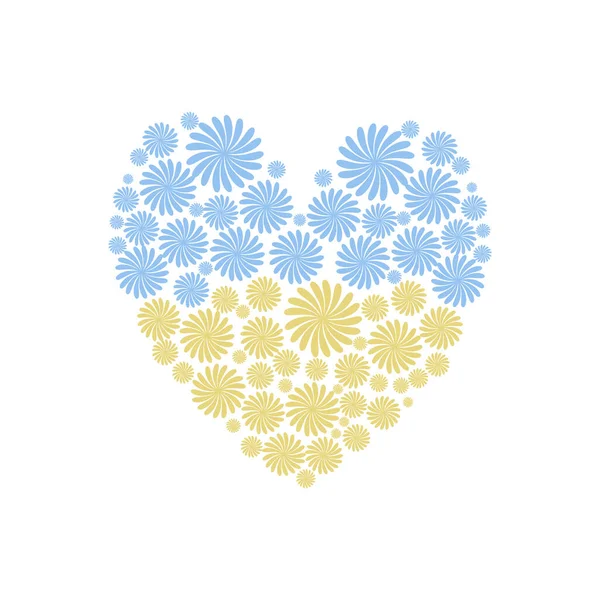 Srdce Tvaru Květiny Ukrajinských Barvách Vektor — Stockový vektor