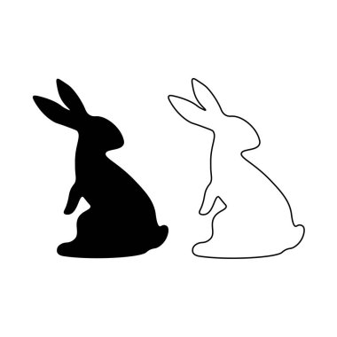 Beyaz arkaplanda izole edilmiş tavşan silueti