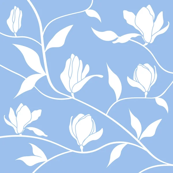 Motif Floral Sans Couture Avec Fleurs Dessinées Main Feuilles — Image vectorielle