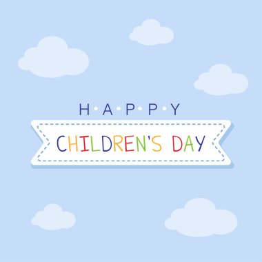   Mutlu çocuklar günü tebrik kartı. vektör illüstrasyonu