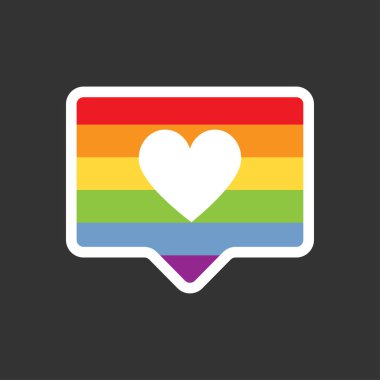 Düz biçimli gökkuşağı simgesine sahip kalp beyaz arkaplan vektörü resimlemesinde izole